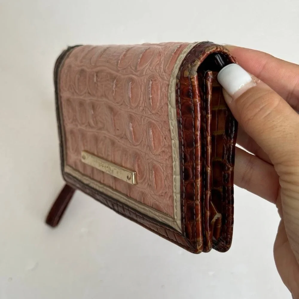 Brahmin Pink and Brown Croc-Embossed Wallet - Picture 2 of 9